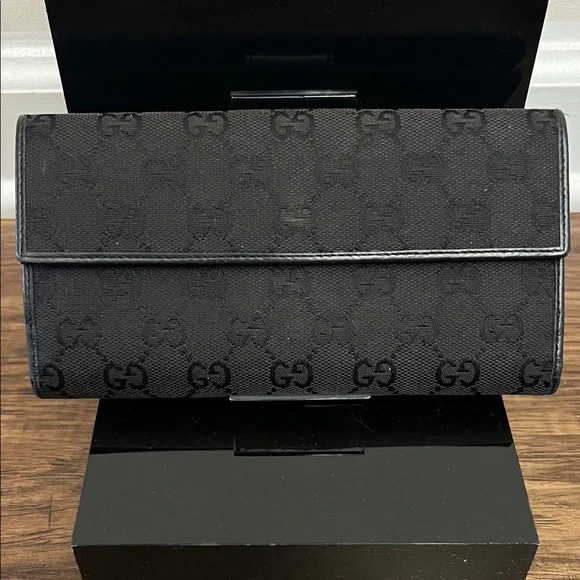 Gucci GG Canvas Long Wallet - Black - Picture 4 of 15